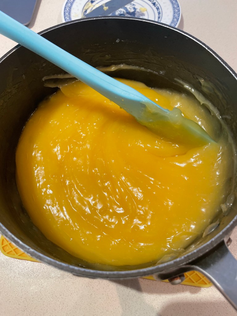 Making the lemon filling for the pie